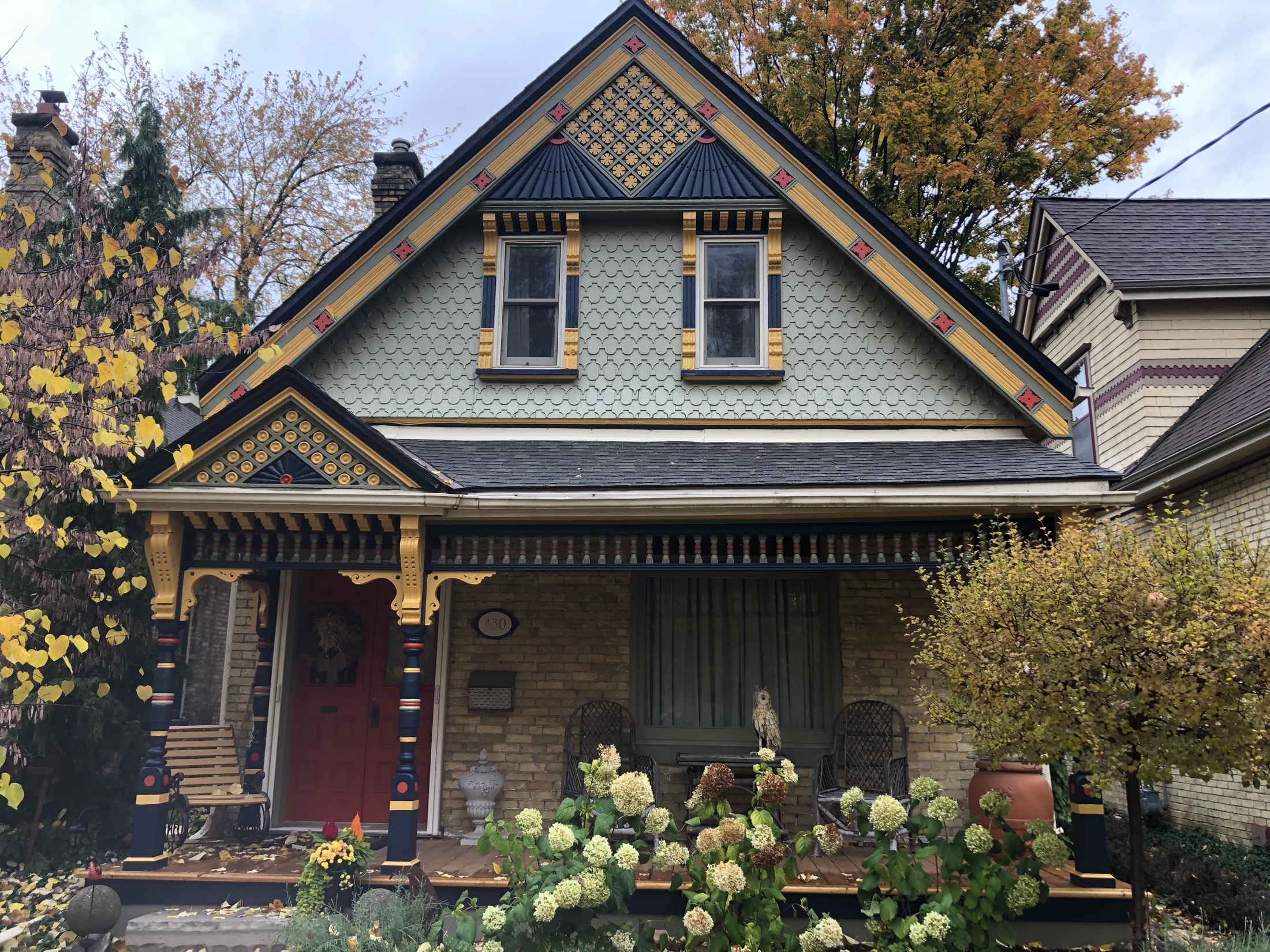Detailed painted gable on a historic home