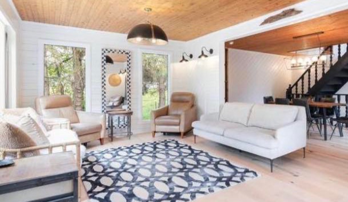 Freshly painted shiplap interior