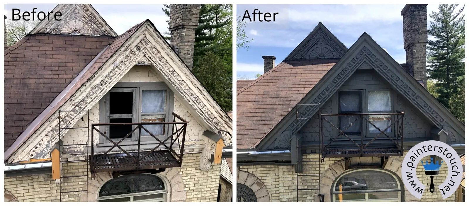 Historical home exterior before and after painting — project 28