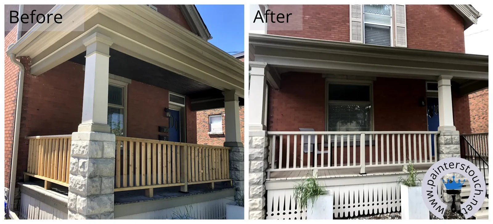 Historical home exterior before and after painting