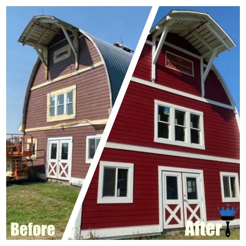 Barn exterior before and after painting