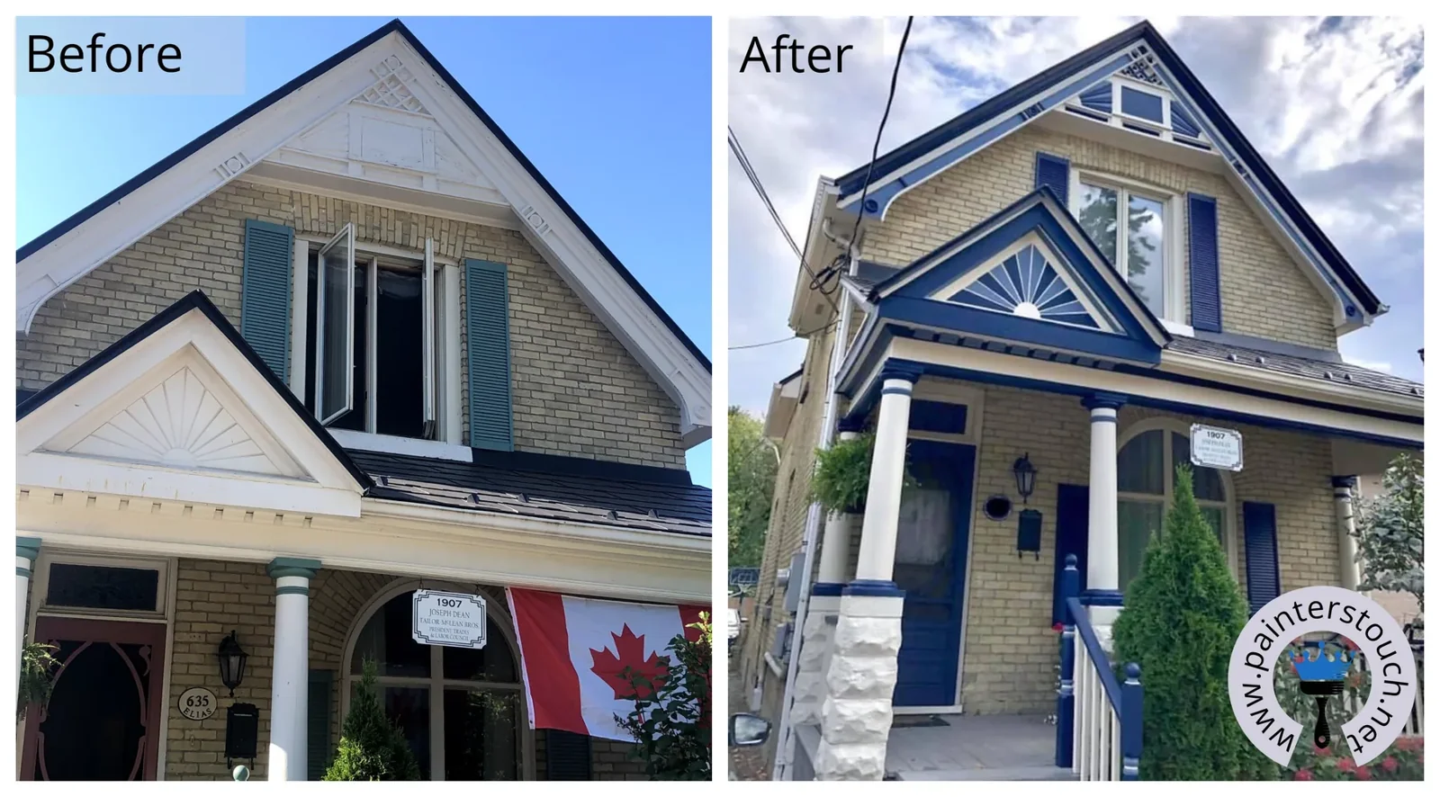 Historical home exterior before and after painting — project 3