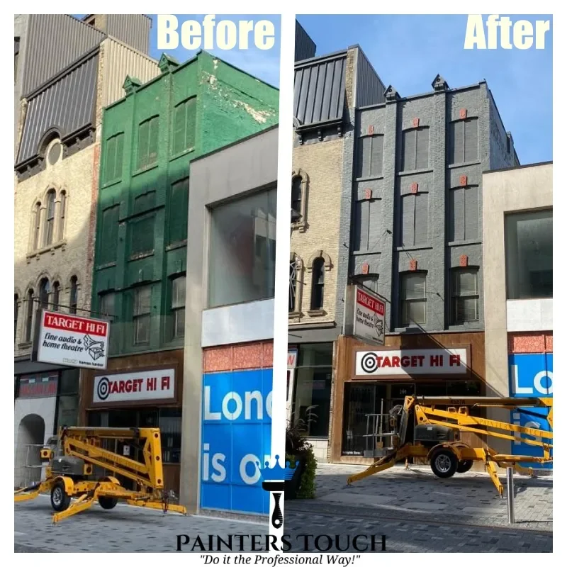 Commercial building before and after painting