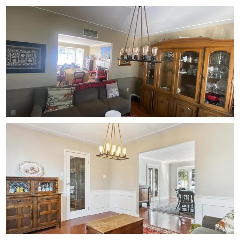 Dining room before and after painting
