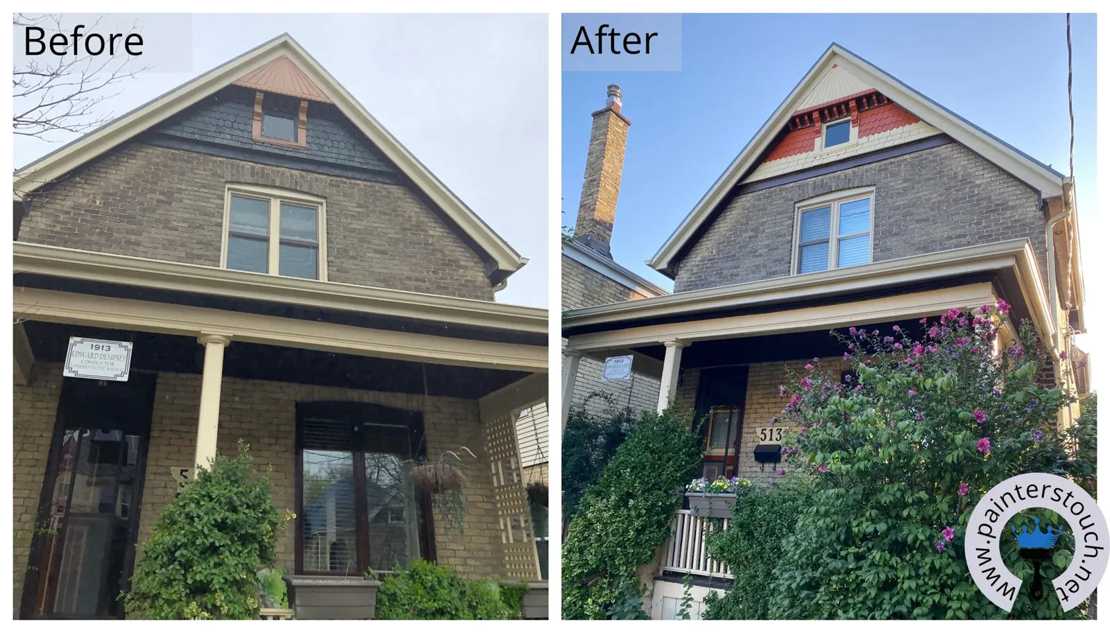 Historical home exterior before and after painting — project 10