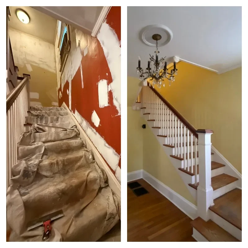 Historical entryway before and after painting