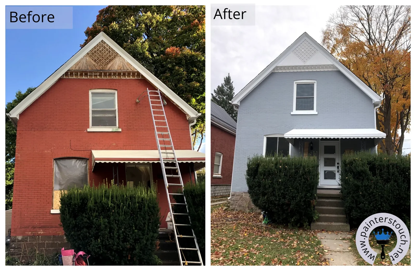 Historical home exterior before and after painting — project 12