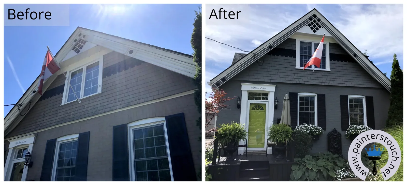Historical home exterior before and after painting — project 13
