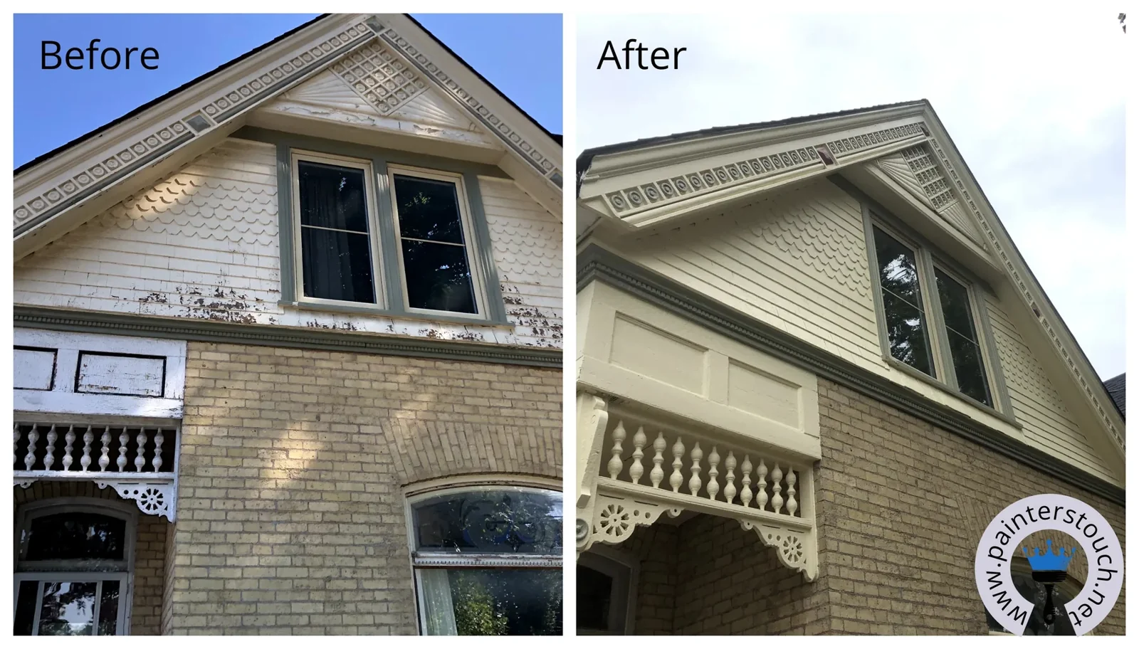 Historical home exterior before and after painting — project 16