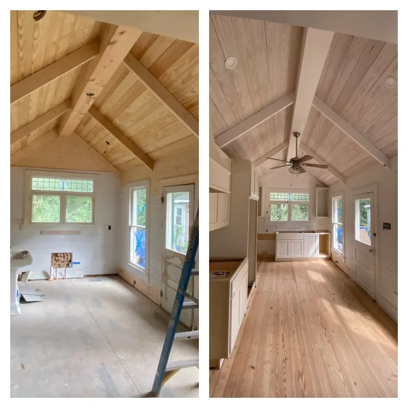 Kitchen ceiling before and after painting