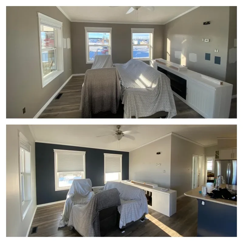 Living room before and after painting