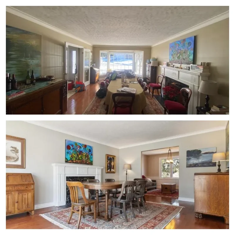 Living room before and after painting — project 2