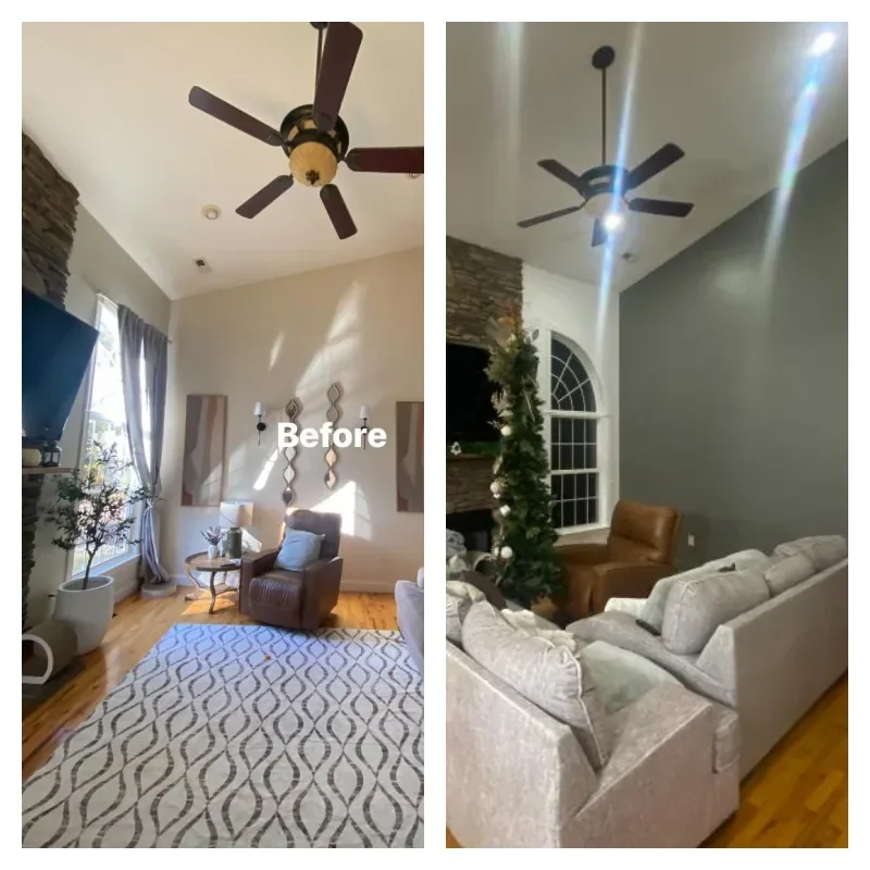 Living room before and after painting — project 4
