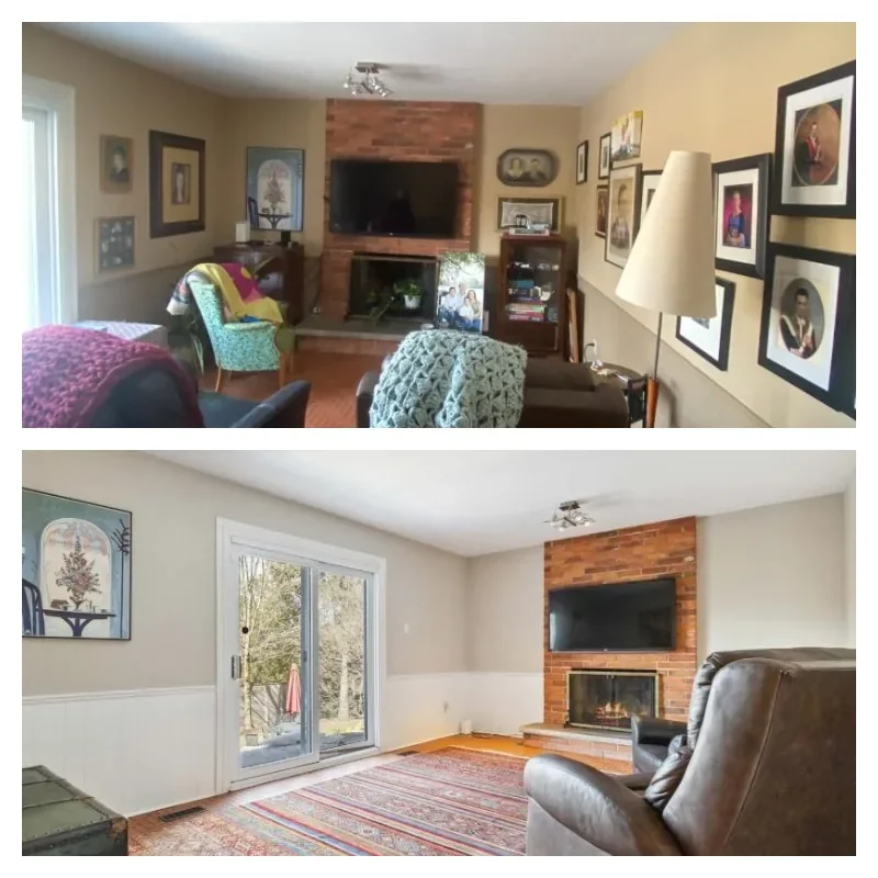Sitting room before and after painting
