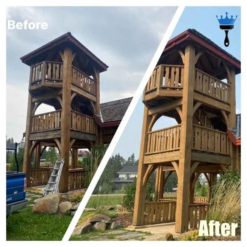 HOA pavilion before and after exterior staining