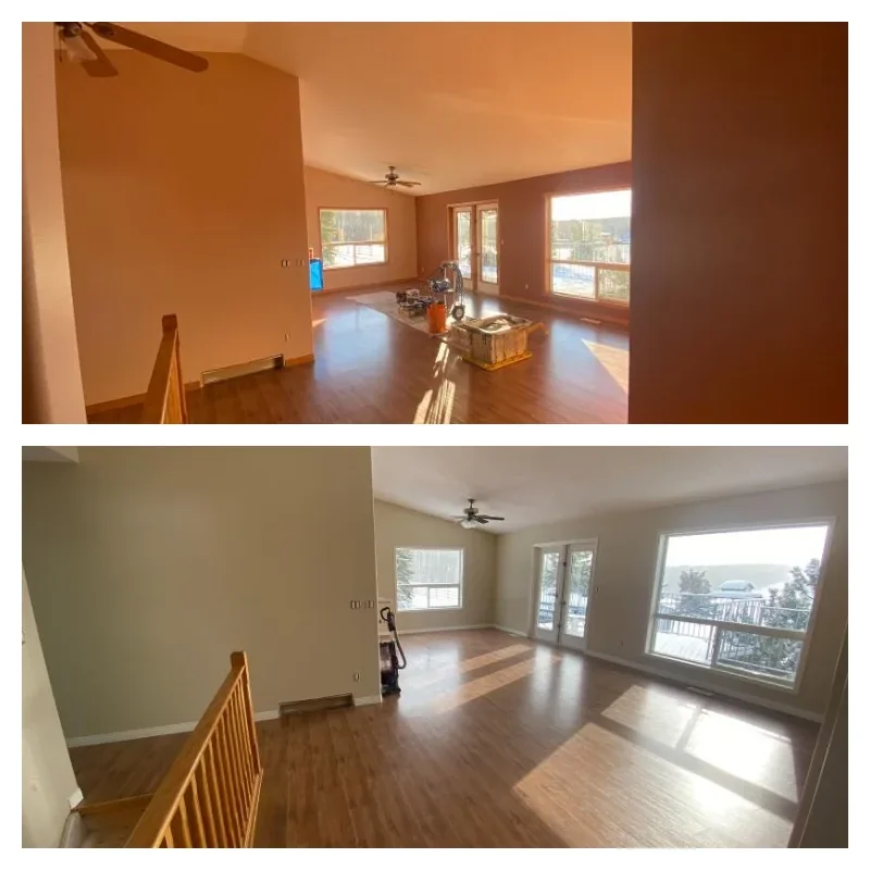 Living room before and after painting — project 5